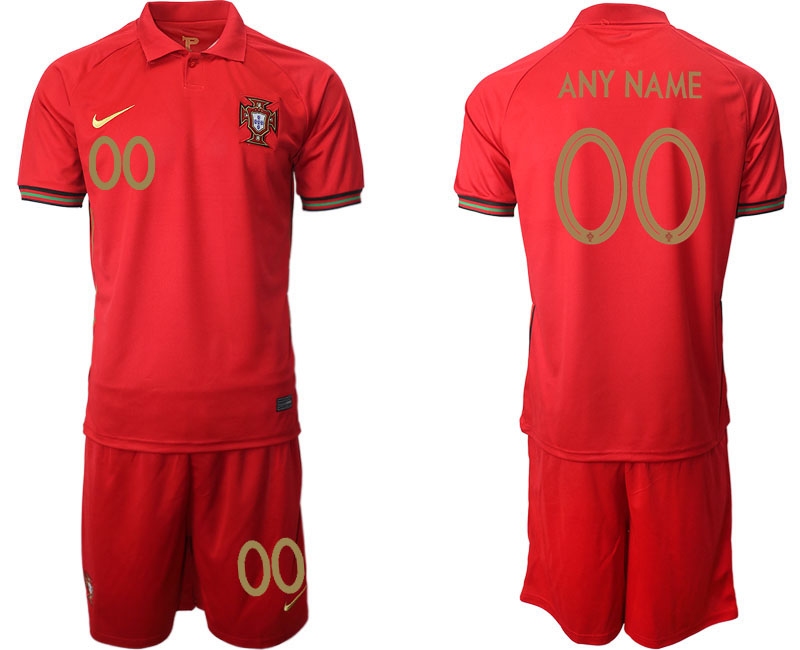 Men 2021 European Cup Portugal home red customized Soccer Jersey->portugal jersey->Soccer Country Jersey